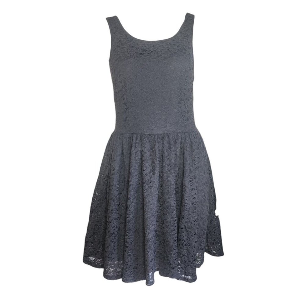 Kismet Dress Womens Size L Large Solid All Grey‎ Gray Lace Overlay Sleeveless